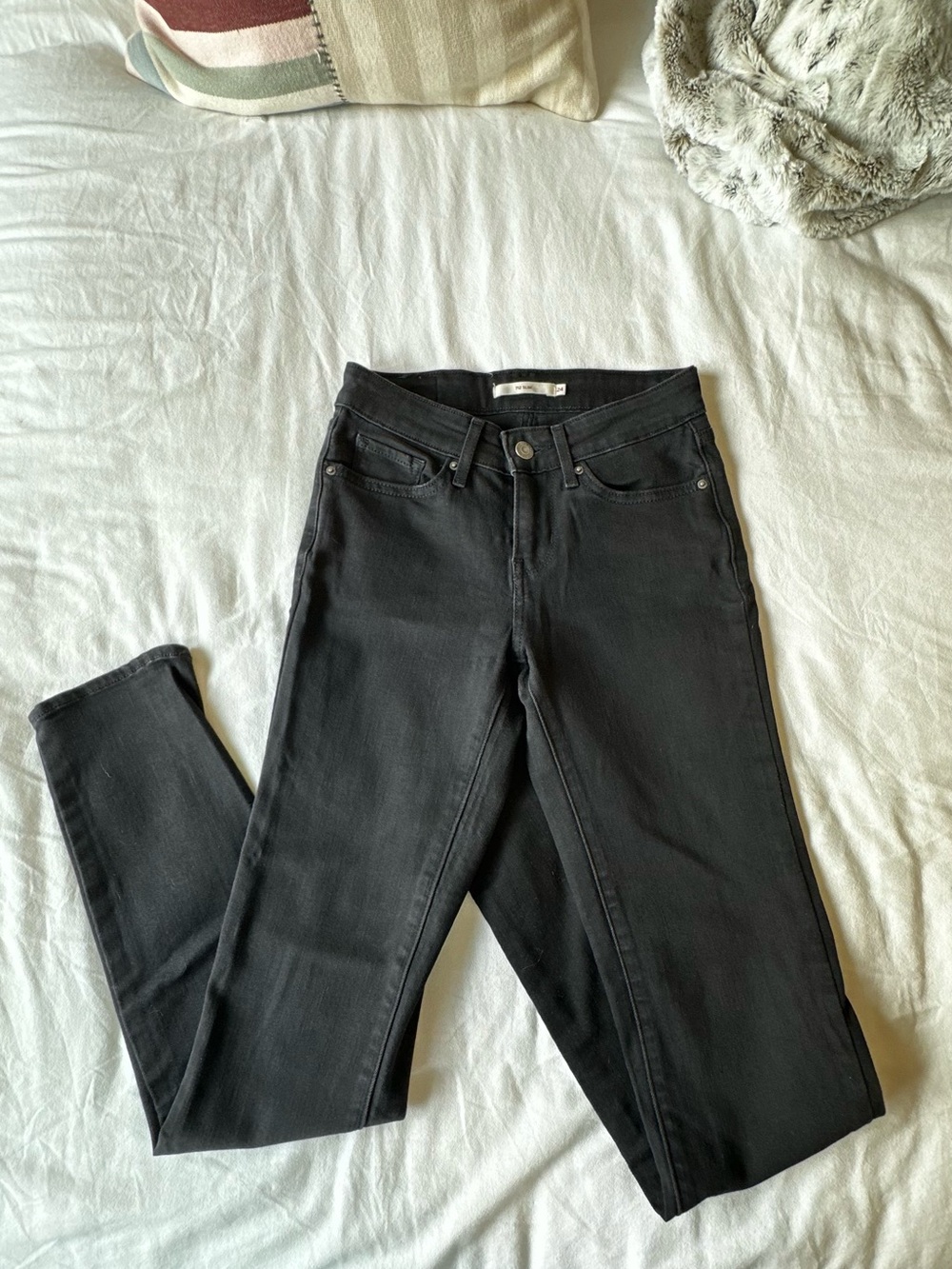 Levi’s 712 Slim Black Gray Stretch Jeans Size 24 Mid Rise Skinny